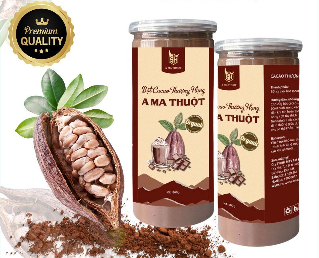 Dịch vụ in tem nhãn bột cacao BMT tận xưởng theo yêu cầu