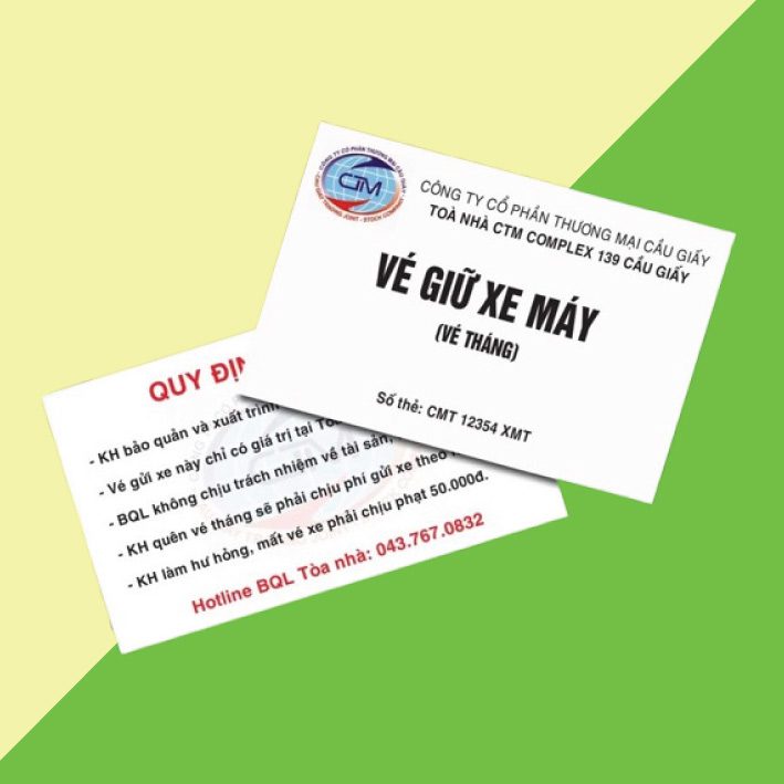 Vé gửi xe - Phiếu giữ xe